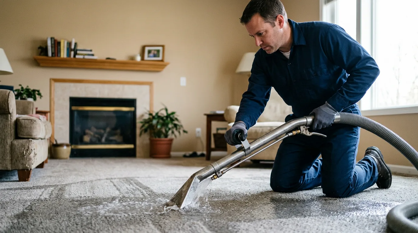 Water damage restoration technician working near Hollandale, MN